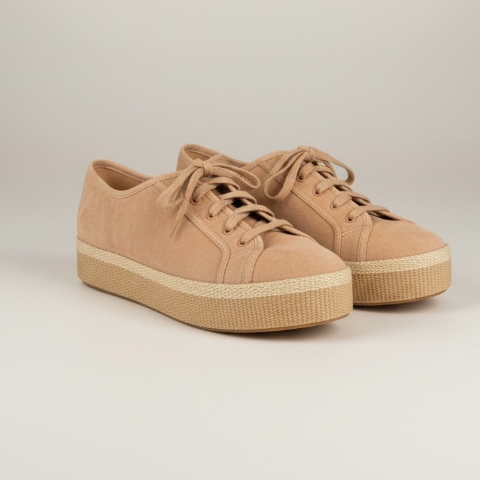 Vince Windell Platform Suede Leather Lace Up Sneaker Espadrille Tan Taupe 7